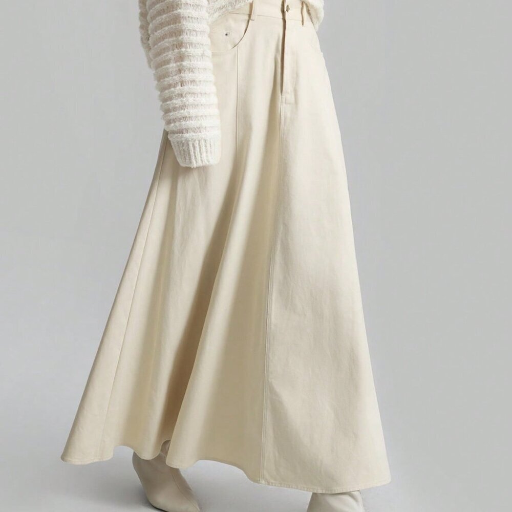 Apricot Minimalist Women's A-Line Midi Skirt - Picture 3 of 6